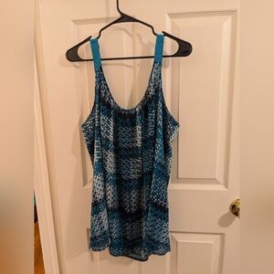 Lane Bryant teal, black & white, ribbon strap tank, size 24